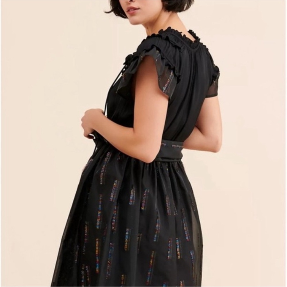 Anna Sui Black Ruffled Dress with Bow - Picture 2 of 8